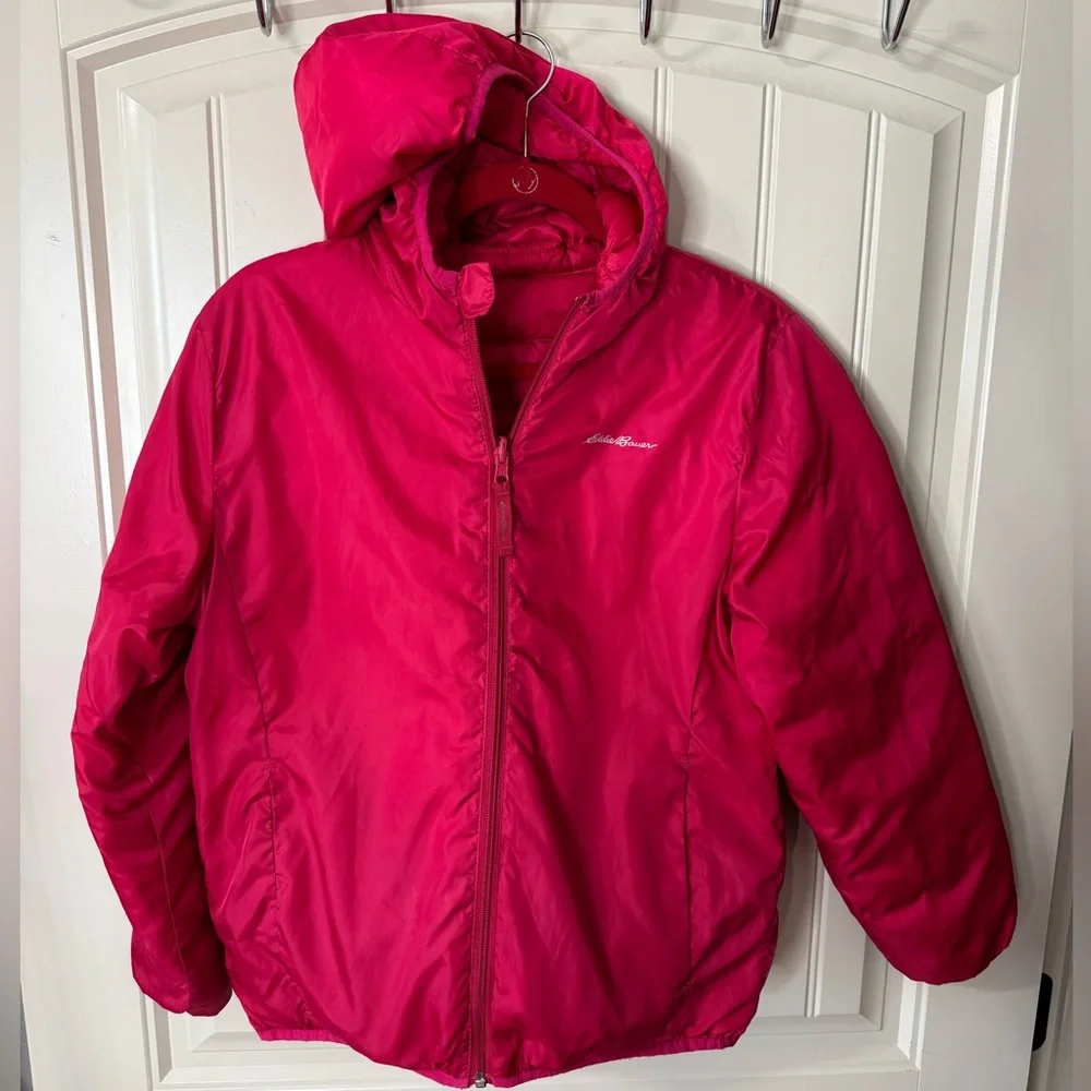 EDDIE BAUER💖 Reversible Pink Ombré, Hooded PufferJacket (Kids Large 14/16)